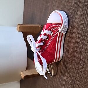 Red Canvas‎ Sneaker Keychain, Mini Shoe Keyring, Novelty Backpack Charm